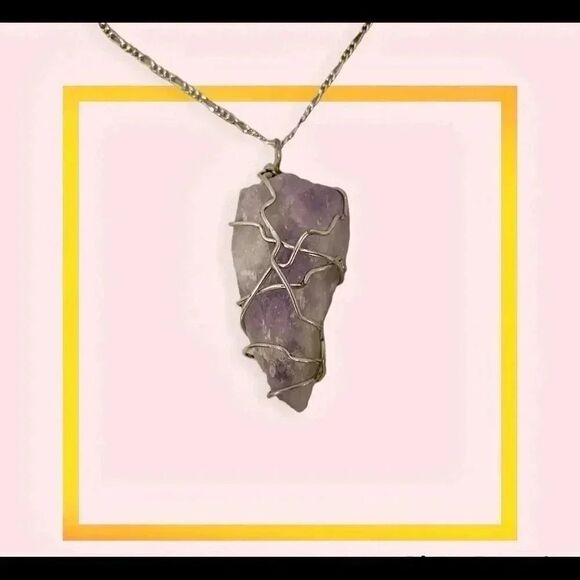 Handmade raw amethyst necklace - Picture 1 of 4